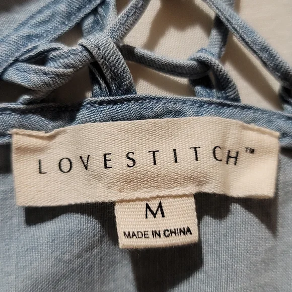 COPY - LOVE STITCH TANK TOP CRISS CROSS SLEEVELESS HIGH NECK BLUE WOMENS MEDIUM… - Picture 10 of 12